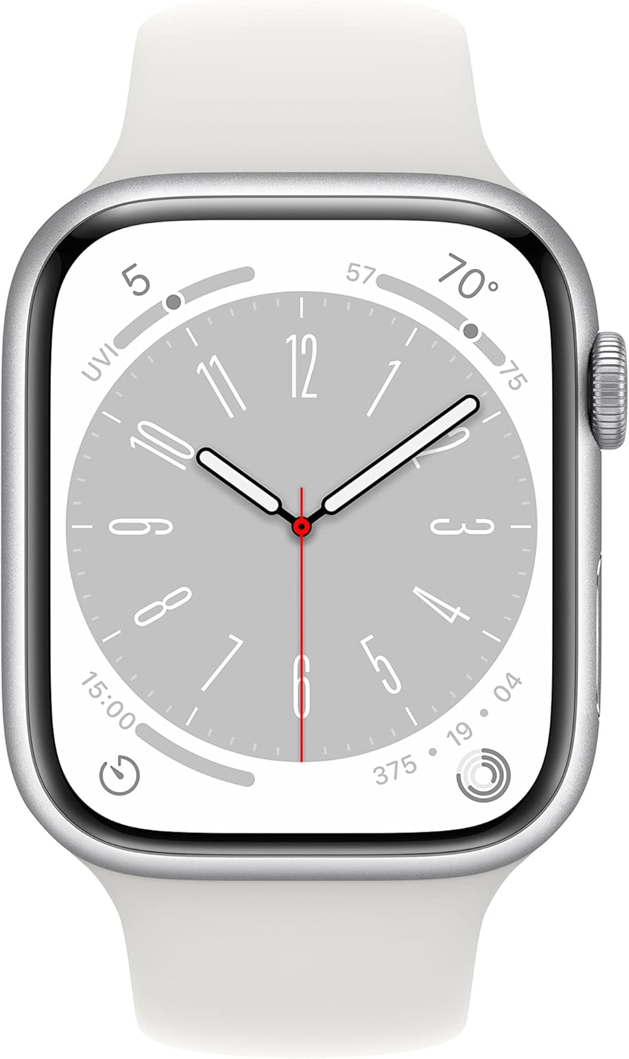Apple Watch Series 8 [GPS + Cellular, 45mm] - Silver Aluminum Case with White Sport Band
