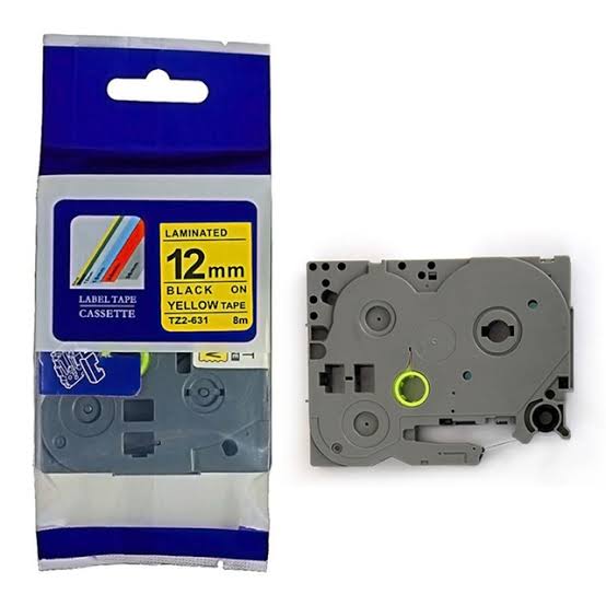 Brother 12mm x 8m Black on Yellow Label Tape - TZ2-631