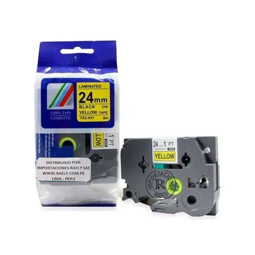 Brother 24mm x 8m Black on Yellow Label Tape - TZ2-651