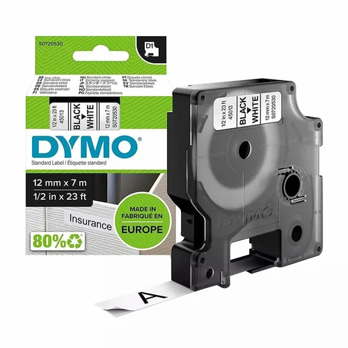 Dymo 45013 DM1 Black on White - 12mm x 7m Compatible Cartridge