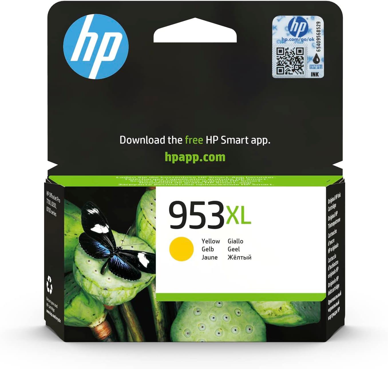 HP 953XL High Yield Yellow Original Ink Cartridge - F6U18AE