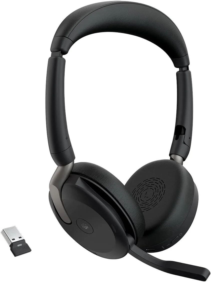 Jabra Evolve2 65 Flex Wired/ Wireless Bluetooth Stereo Headset with Active Noise-Cancelling mics, Microsoft Teams Certified, USB-A+Link380a Adapter- 26699-999-999
