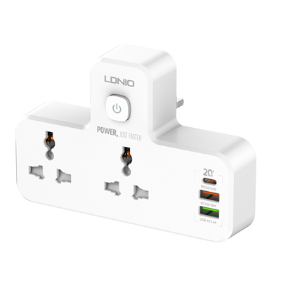 LDNIO Fast Charging Wall Socket - 2 Way Power Socket, 1 USB-C & 2 USB-A - PD & qc3.0 - SC2311