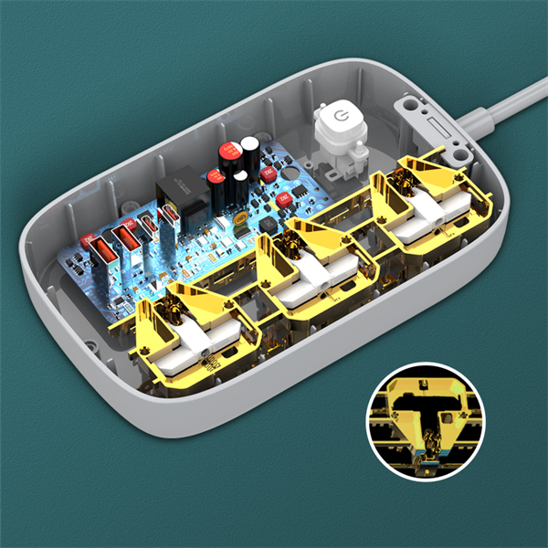 LDNIO Universal Socket with 3 AC Outlets, Single Switch Control Extension with 4 USB 3250W Power Strip with 2M Cable (SC3416)