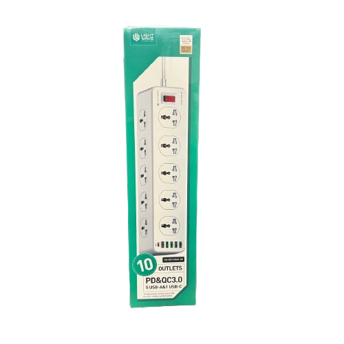 LW-EXT-106U -EXTENSION SOCKET - 3P /10 WAY + 6 USB FAST CHARGING/2MTR - LW-EXT-106U-3P