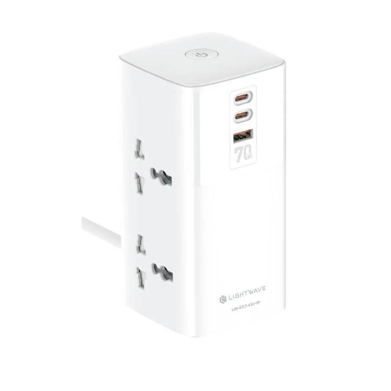 LW EXT-42C1U-3P EXTENSION SOCKET - 4 WAY + 2 C TYPE + 1 USB FAST CHARGING (2.1A) / 3MTR