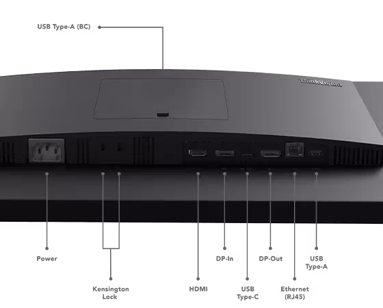 Lenovo ThinkVision P24h-30 23.8 inches QHD Monitor, Tilt/Swivel/Pivot/Height Adjustable Stand, Raven Black Color, 1 USB Type-C, 1 HDMI 2.1, 2 DisplayPort, 1 RJ45, 4 USB Type-A - 63B3GAT6UK