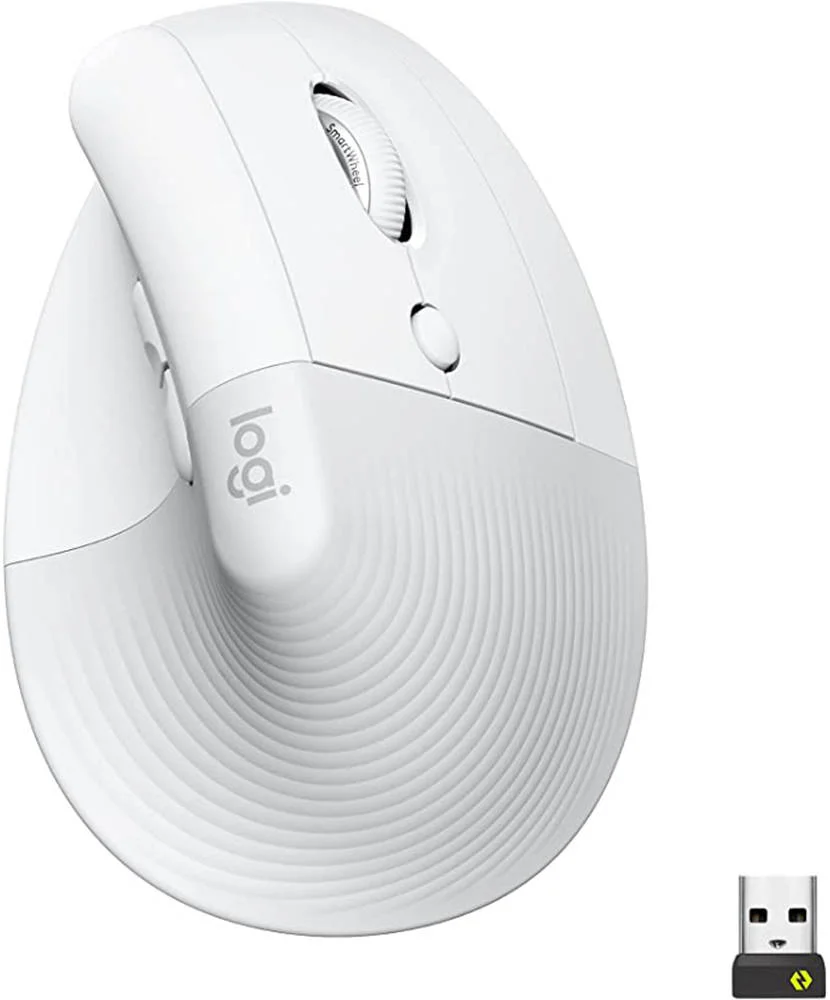 Logitech Lift Vertical Ergonomic Wireless and Bluetooth Mouse - Off White - 910-006475