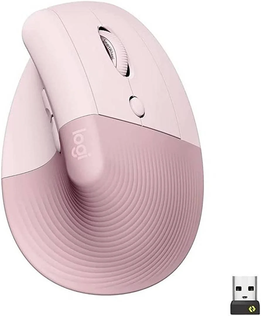 Logitech Lift Vertical Ergonomic Wireless and Bluetooth Mouse - Rose - 910-006478