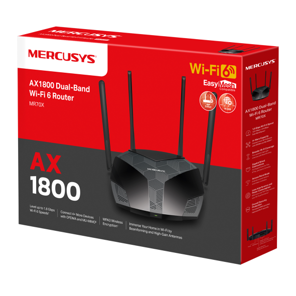 Mercusys MR70X | AX1800 Dual-Band WiFi 6 Router