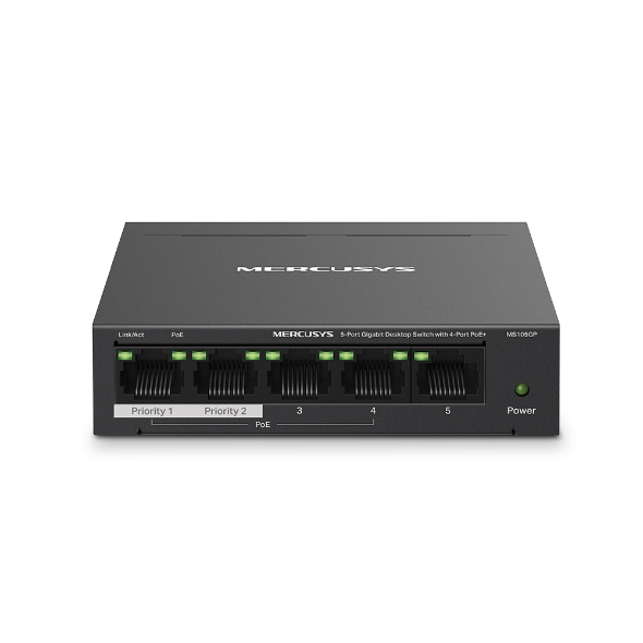 Mercusys MS105GP | 5-Port Gigabit Desktop Switch with 4-Port PoE+