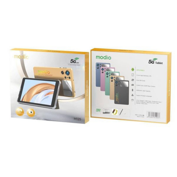 Modio M125 8-Inch Android Kids Tablet 8GB RAM 512GB 5G SIM & WiFi Enabled, Dual SIM, 5/8MP Camera, 4000mAh, Free Gifts