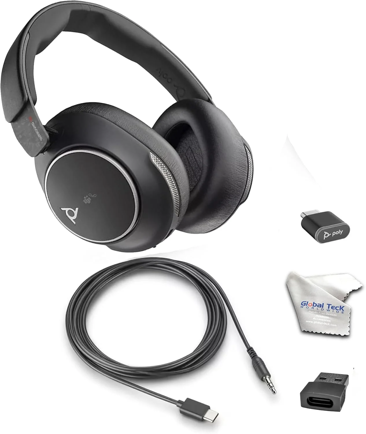 Poly Voyager Surround 80 Bluetooth/ Wired Stereo UC Microsoft Teams Certified USB-C Headset with Active Noise Cancelling Mics +USB-C/A Adapter - 8G7U0AA