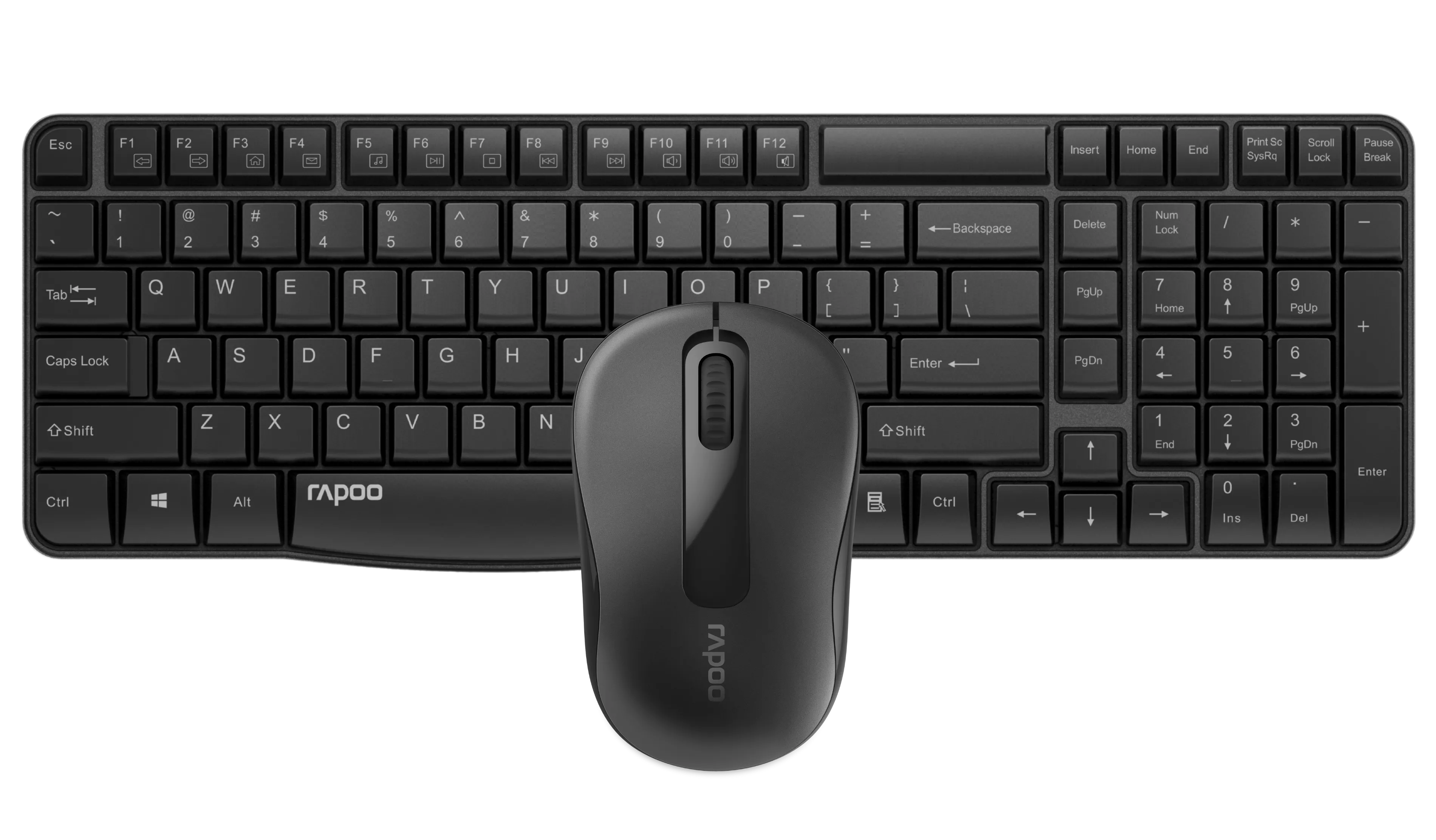 Rapoo Wireless Keyboard & Mouse X1800s - Black - X1800S