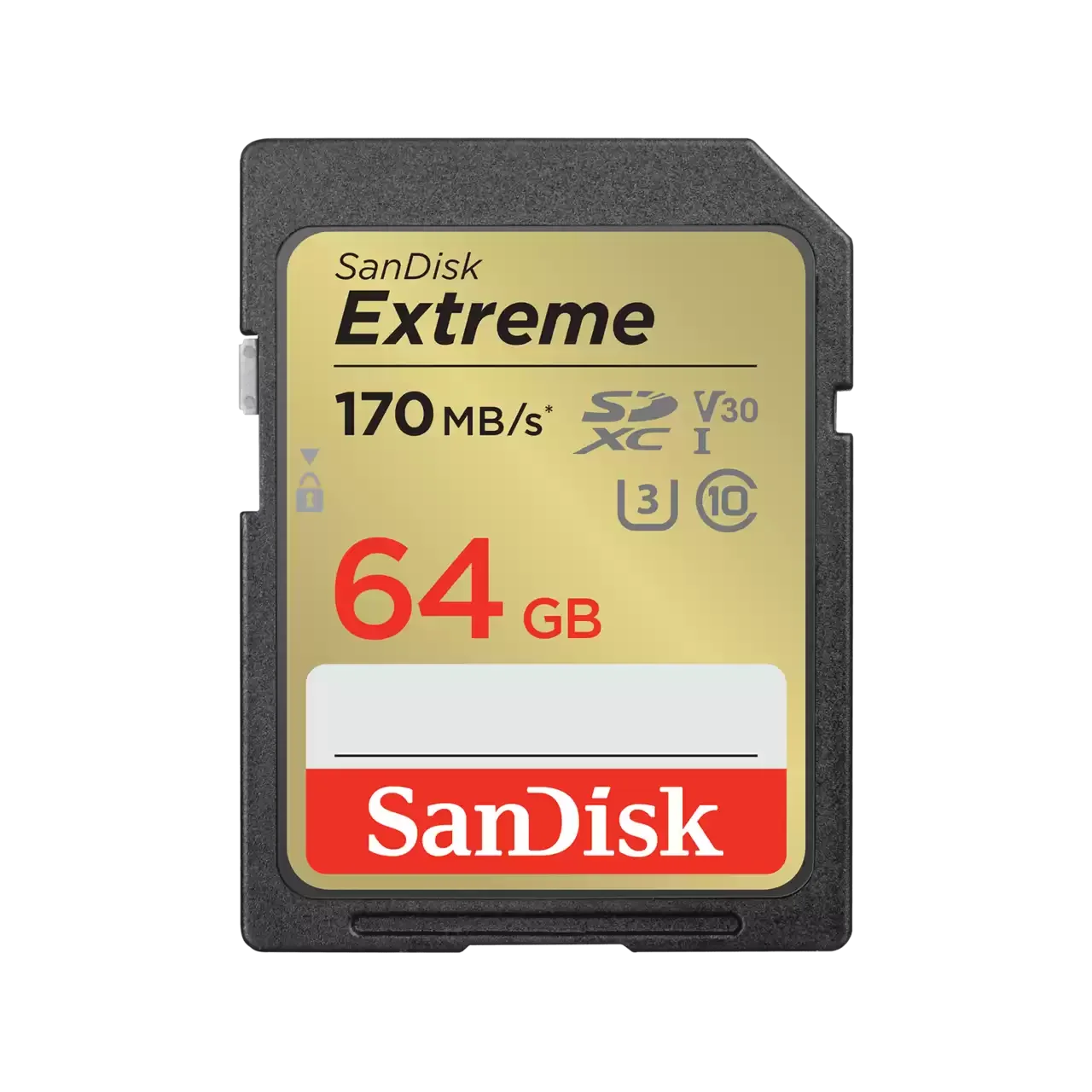 SanDisk Extreme SDXC UHS-I Card-C10, U3, V30 Up to 170 MBP/s - 64GB - SDSDXV2-064G-GNCIN