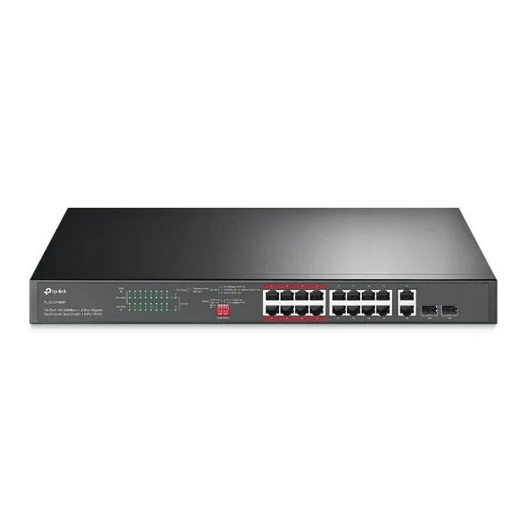 TP-Link 16-Port 10/100 Mbps + 2-Port Gigabit Rackmount Switch with 16-Port PoE+ - TL-SL1218MP