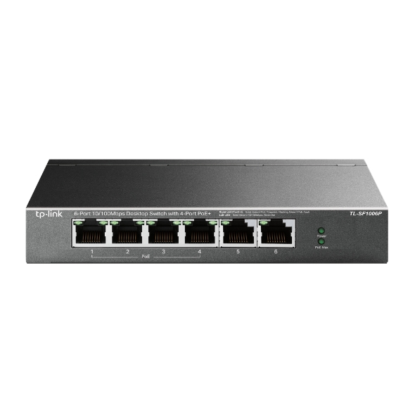 TP-Link 6-Port 10/100Mbps Desktop Switch with 4-Port PoE+ - TL-SF1006P