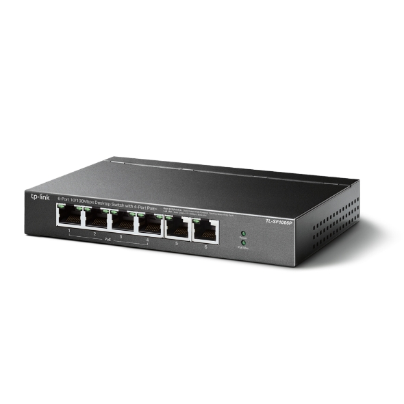 TP-Link 6-Port 10/100Mbps Desktop Switch with 4-Port PoE+ - TL-SF1006P