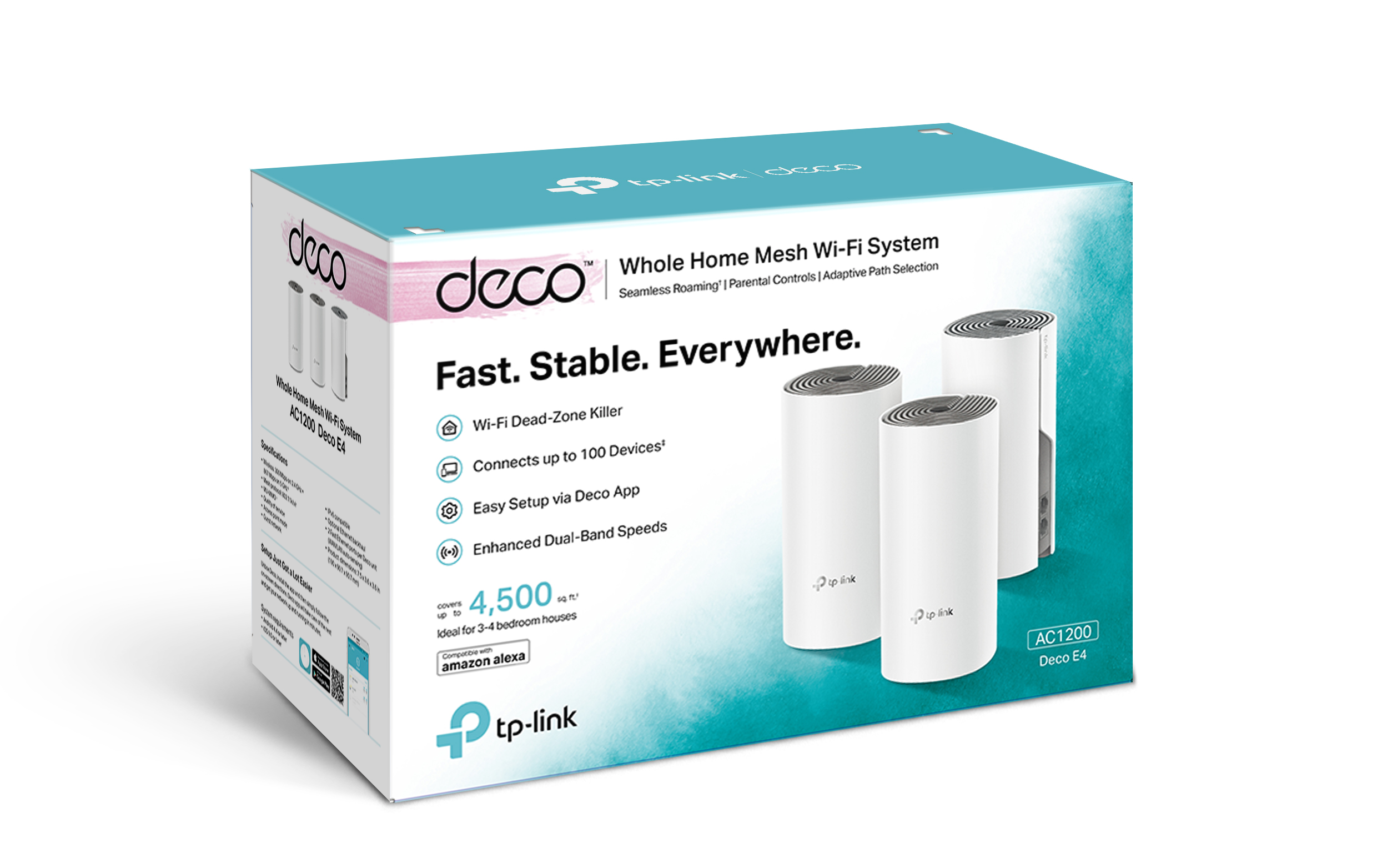 TP-Link Deco E4 AC1200 Whole Home Mesh Wi-Fi System (3 Pack) - TL-DECO E4 (3-PACK) - TL-DECO E4-3