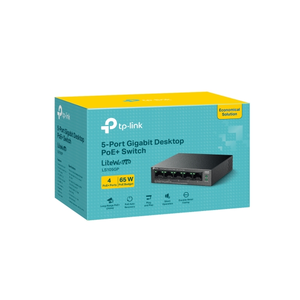 TP-Link LS105GP | 5-Port Gigabit Desktop Switch with 4-Port PoE+