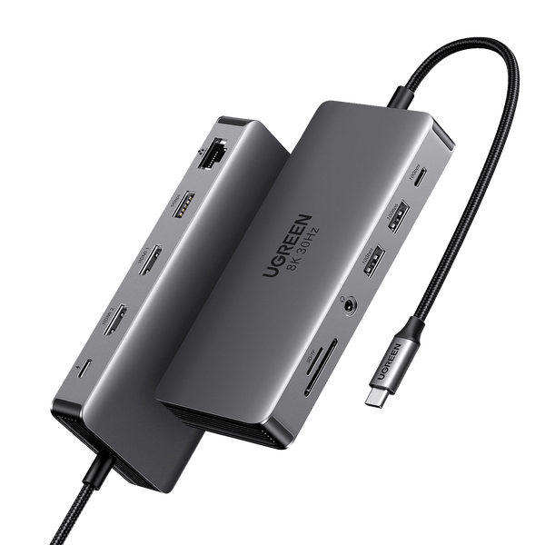 UGREEN 11-in-1 USB-C Multifunction Adapter - CM639USB-C to USB-A 3.2 + USB-A 3.0 + USB-C 3.2 (2 Ports) + 4K HDMI + V... - UG-45520