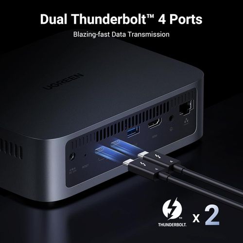 UGREEN NASync DXP480T Plus 4-Slot Network Attached Storage - CM718 Intel Core i5 1235U, 8GB DDR5 RAM (Up to 64GB Support), 128GB SSD (Up to 32TB Support), UGOS Pro, Wi-Fi 6, Supported Drive: 4×M.2 NVMe 2280 SSD, RAID - UG-25890