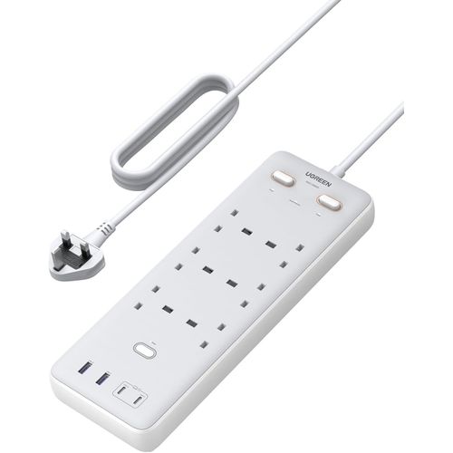 UGREEN Surge Protector Power Strip (6 AC Outlets + 65W 2A2C) UK White 2m - S551 - UG-35011