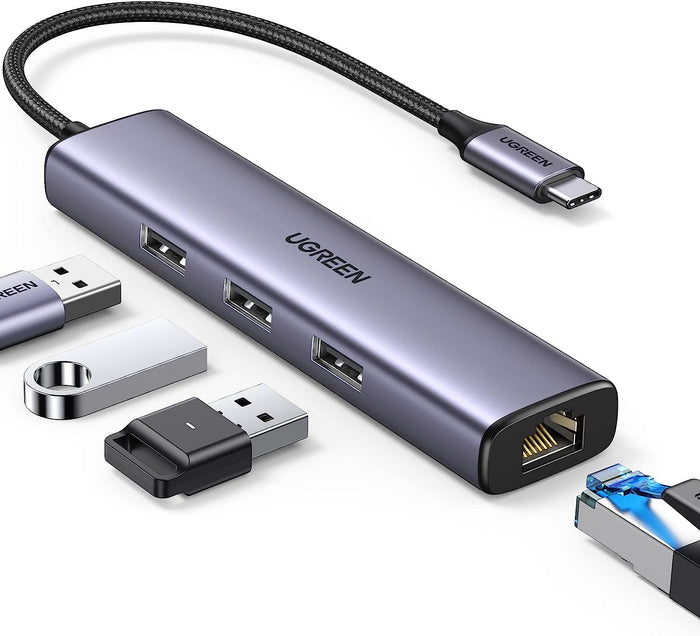 UGREEN USB-C to RJ45 Gigabit Ethernet + USB-A 3.0 (3 Ports) Adapter - CM475 - UG-60600
