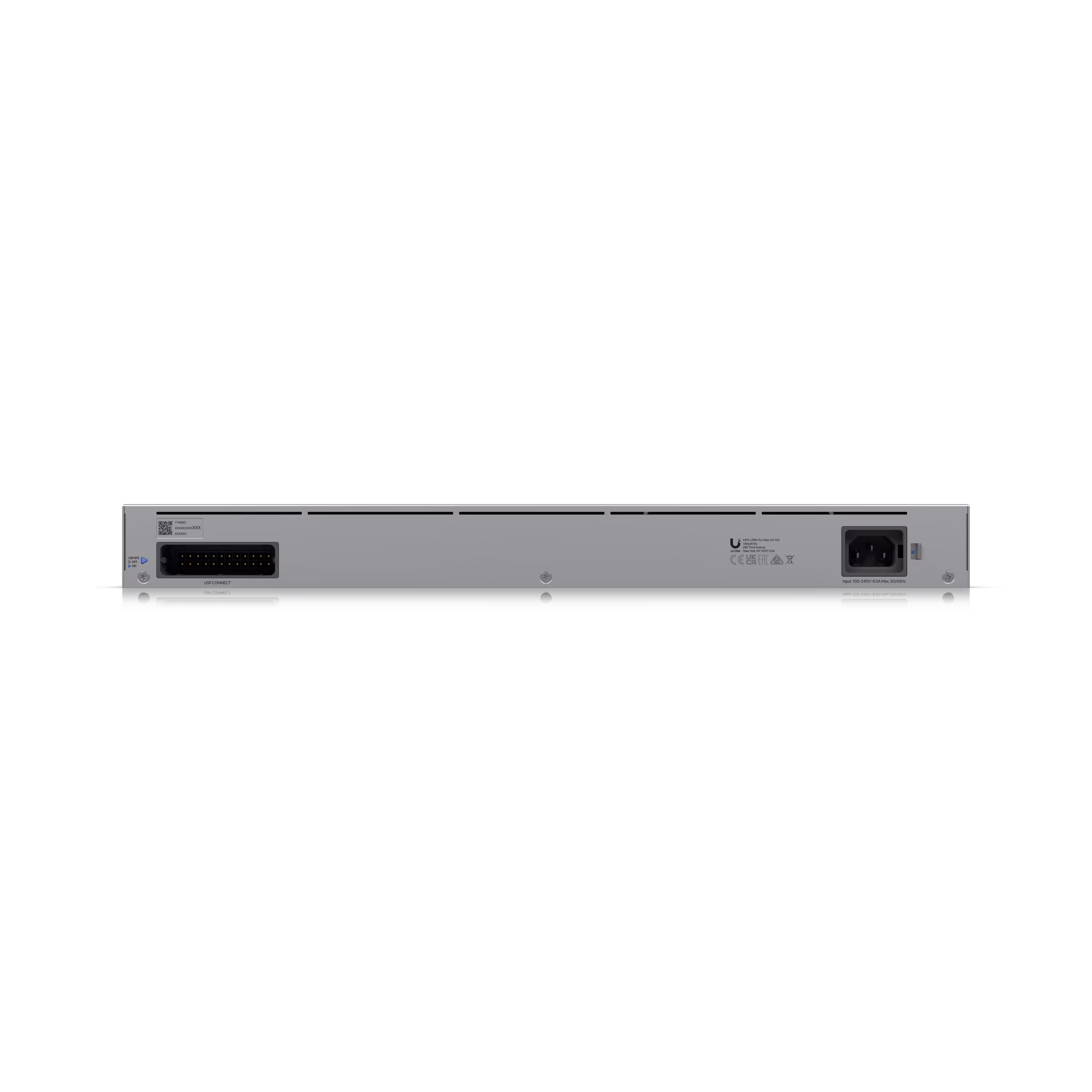 Ubiquiti USW-Pro-Max-24-PoE (400W) A 24-port, Layer 3 Etherlighting™ switch capable of high-power PoE++ output. (8) 2.5 GbE PoE++ ports, (16) GbE ports including (8) PoE+ and (8) PoE++, (2) 10G SFP+ ports, 400W total PoE availability - USW-Pro-Max-24-PoE 

