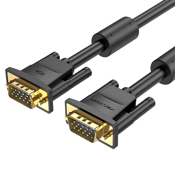VENTION VGA(3+6) MALE TO MALE CABLE WITH FERRITE CORES 8METER BLACK - VEN-DAEBK