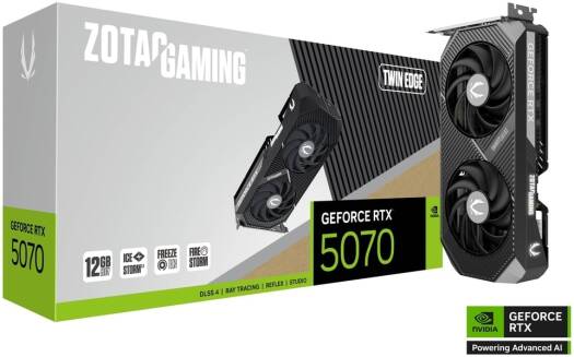 ZOTAC GAMING GeForce RTX 5070 Twin Edge 12GB GDDR7 Graphics Card, Display Outputs: 3 x DisplayPort 2.1b, 1 x HDMI 2.1 - ZT-B50700E-10P